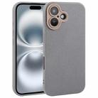 For iPhone 16 Plain Imitation Leather Back Cover Phone Case(Grey) - 1