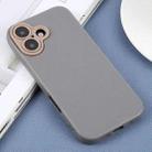 For iPhone 16 Plain Imitation Leather Back Cover Phone Case(Grey) - 2