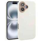 For iPhone 16 Plain Imitation Leather Back Cover Phone Case(White) - 1