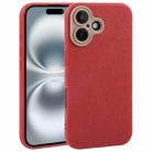 For iPhone 16 Plain Imitation Leather Back Cover Phone Case(Red) - 1