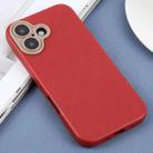 For iPhone 16 Plain Imitation Leather Back Cover Phone Case(Red) - 2