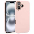 For iPhone 16 Plain Imitation Leather Back Cover Phone Case(Pink) - 1