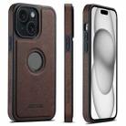 For iPhone 15 Plus Suteni G1 Cross Texture MagSafe Phone Case(Brown) - 1
