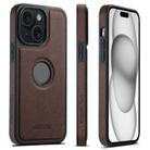 For iPhone 15 Suteni G1 Cross Texture MagSafe Phone Case(Brown) - 1