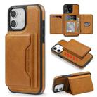 For iPhone 12 Shield Multi-functional MagSafe Card Bag Phone Case(Brown) - 1