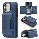 For iPhone 12 Shield Multi-functional MagSafe Card Bag Phone Case(Blue) - 1