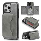 For iPhone 14 Shield Multi-functional MagSafe Card Bag Phone Case(Grey) - 1