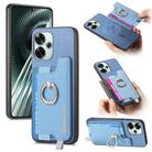 For Redmi Turbo 3 5G Retro Magsafe Cross Leather Ring Holder Card Bag Phone Case(Blue) - 1