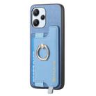 For Redmi Turbo 3 5G Retro Magsafe Cross Leather Ring Holder Card Bag Phone Case(Blue) - 2