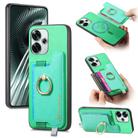 For Redmi Turbo 3 5G Retro Magsafe Cross Leather Ring Holder Card Bag Phone Case(Green) - 1
