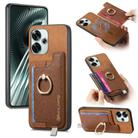 For Redmi Turbo 3 5G Retro Magsafe Cross Leather Ring Holder Card Bag Phone Case(Brown) - 1