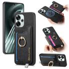 For Redmi Turbo 3 5G Retro Magsafe Cross Leather Ring Holder Card Bag Phone Case(Black) - 1