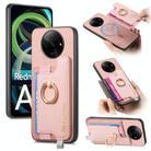 For Xiaomi Redmi A3 Retro Magsafe Cross Leather Ring Holder Card Bag Phone Case(Pink) - 1