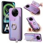 For Xiaomi Redmi A3 Retro Magsafe Cross Leather Ring Holder Card Bag Phone Case(Purple) - 1