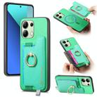 For Xiaomi Redmi Note 13 4G Retro Magsafe Cross Leather Ring Holder Card Bag Phone Case(Green) - 1