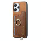 For Xiaomi Redmi Note 13 4G Retro Magsafe Cross Leather Ring Holder Card Bag Phone Case(Brown) - 2