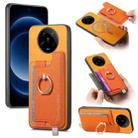 For Xiaomi 14 Ultra Retro Magsafe Cross Leather Ring Holder Card Bag Phone Case(Yellow) - 1