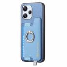 For Xiaomi 14 Ultra Retro Magsafe Cross Leather Ring Holder Card Bag Phone Case(Blue) - 2