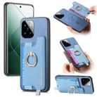 For Xiaomi 14 Pro 5G Retro Magsafe Cross Leather Ring Holder Card Bag Phone Case(Blue) - 1