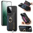 For Xiaomi 14 Pro 5G Retro Magsafe Cross Leather Ring Holder Card Bag Phone Case(Black) - 1