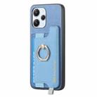 For Xiaomi 14 Retro Magsafe Cross Leather Ring Holder Card Bag Phone Case(Blue) - 2