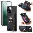 For Xiaomi 14 Retro Magsafe Cross Leather Ring Holder Card Bag Phone Case(Black) - 1