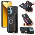 For Xiaomi Redmi Note 13 5G Retro Magsafe Cross Leather Ring Holder Card Bag Phone Case(Black) - 1
