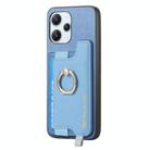 For Redmi 13C / Poco C65 / M6 Retro Magsafe Cross Leather Ring Holder Card Bag Phone Case(Blue) - 2