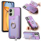 For Redmi 13C / Poco C65 / M6 Retro Magsafe Cross Leather Ring Holder Card Bag Phone Case(Purple) - 1