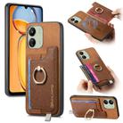 For Redmi 13C / Poco C65 / M6 Retro Magsafe Cross Leather Ring Holder Card Bag Phone Case(Brown) - 1