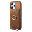 For Redmi 13C / Poco C65 / M6 Retro Magsafe Cross Leather Ring Holder Card Bag Phone Case(Brown) - 2