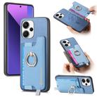 For Redmi Note 13 Pro+ Retro Magsafe Cross Leather Ring Holder Card Bag Phone Case(Blue) - 1