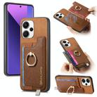 For Redmi Note 13 Pro+ Retro Magsafe Cross Leather Ring Holder Card Bag Phone Case(Brown) - 1