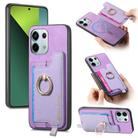For Redmi Note 13 Pro 5G / Poco X6 5G Retro Magsafe Cross Leather Ring Holder Card Bag Phone Case(Purple) - 1