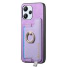 For Redmi Note 13 Pro 5G / Poco X6 5G Retro Magsafe Cross Leather Ring Holder Card Bag Phone Case(Purple) - 2