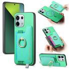 For Redmi Note 13 Pro 5G / Poco X6 5G Retro Magsafe Cross Leather Ring Holder Card Bag Phone Case(Green) - 1