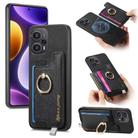For Redmi Note 12 Turbo / Poco F5 5G Retro Magsafe Cross Leather Ring Holder Card Bag Phone Case(Black) - 1