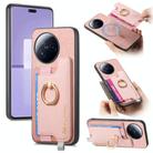For Xiaomi Civi 3 5G Retro Magsafe Cross Leather Ring Holder Card Bag Phone Case(Pink) - 1