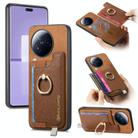 For Xiaomi Civi 3 5G Retro Magsafe Cross Leather Ring Holder Card Bag Phone Case(Brown) - 1