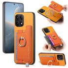 For Redmi K70E / Poco X6 Pro 5G Retro Magsafe Cross Leather Ring Holder Card Bag Phone Case(Yellow) - 1