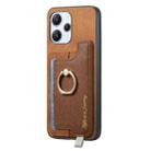 For Redmi K70E / Poco X6 Pro 5G Retro Magsafe Cross Leather Ring Holder Card Bag Phone Case(Brown) - 2