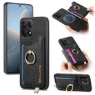 For Redmi K70E / Poco X6 Pro 5G Retro Magsafe Cross Leather Ring Holder Card Bag Phone Case(Black) - 1