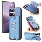 For Redmi K70 / K70 Pro 5G Retro Magsafe Cross Leather Ring Holder Card Bag Phone Case(Blue) - 1