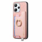 For Redmi K70 / K70 Pro 5G Retro Magsafe Cross Leather Ring Holder Card Bag Phone Case(Pink) - 2