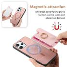 For Redmi K70 / K70 Pro 5G Retro Magsafe Cross Leather Ring Holder Card Bag Phone Case(Pink) - 3