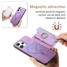 For Redmi K70 / K70 Pro 5G Retro Magsafe Cross Leather Ring Holder Card Bag Phone Case(Purple) - 3