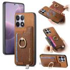 For Redmi K70 / K70 Pro 5G Retro Magsafe Cross Leather Ring Holder Card Bag Phone Case(Brown) - 1