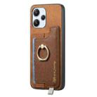 For Redmi K70 / K70 Pro 5G Retro Magsafe Cross Leather Ring Holder Card Bag Phone Case(Brown) - 2