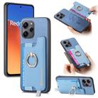 For Redmi 12 / Note 12R / Poco M6 Pro 5G Retro Magsafe Cross Leather Ring Holder Card Bag Phone Case(Blue) - 1