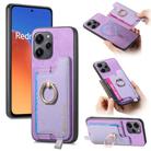 For Redmi 12 / Note 12R / Poco M6 Pro 5G Retro Magsafe Cross Leather Ring Holder Card Bag Phone Case(Purple) - 1